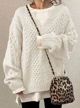 Harper | Women's Oversized Cable Knit Sweater V-Neck Pullover