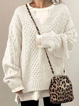 Harper | Women's Oversized Cable Knit Sweater V-Neck Pullover