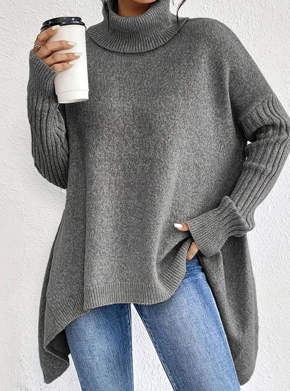 Victoria | Women's Oversized Cashmere Turtleneck Pullover Sweater