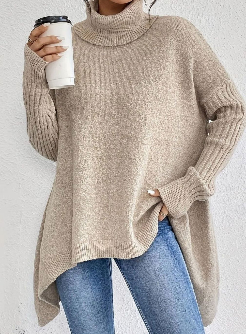 Victoria | Women's Oversized Cashmere Turtleneck Pullover Sweater