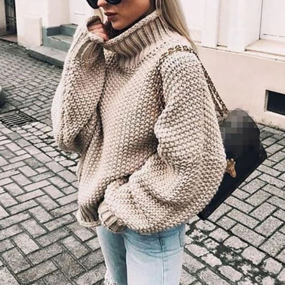 Layla | Women's Oversized Chunky Knit Turtleneck Sweater
