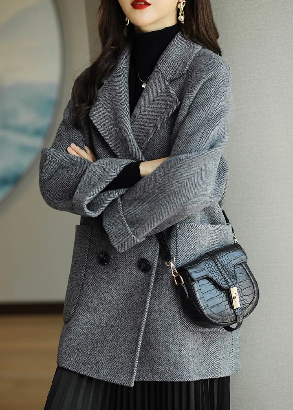 Women's double-breasted coat, view 3