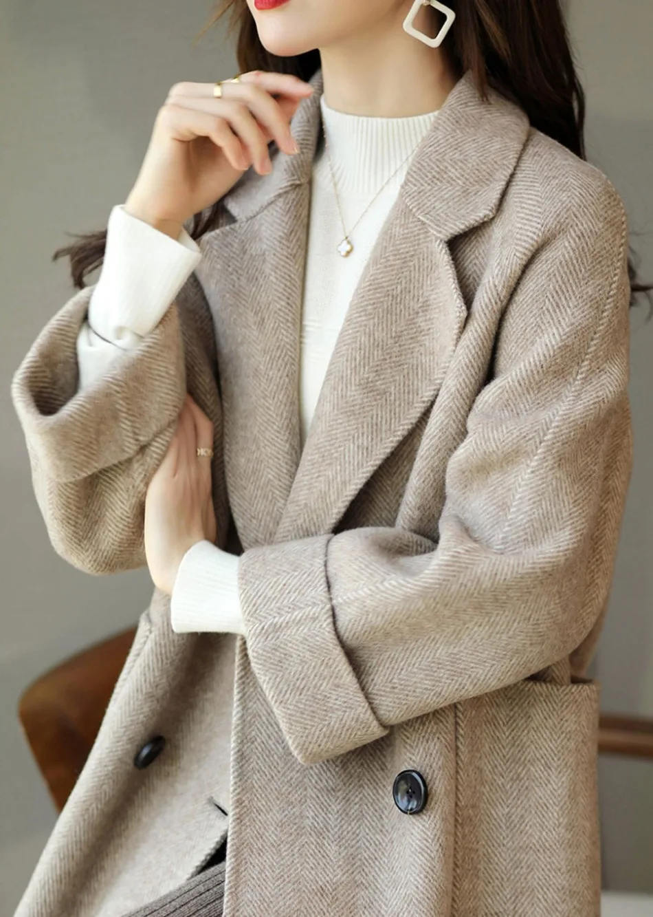 Women's double-breasted coat, view 5