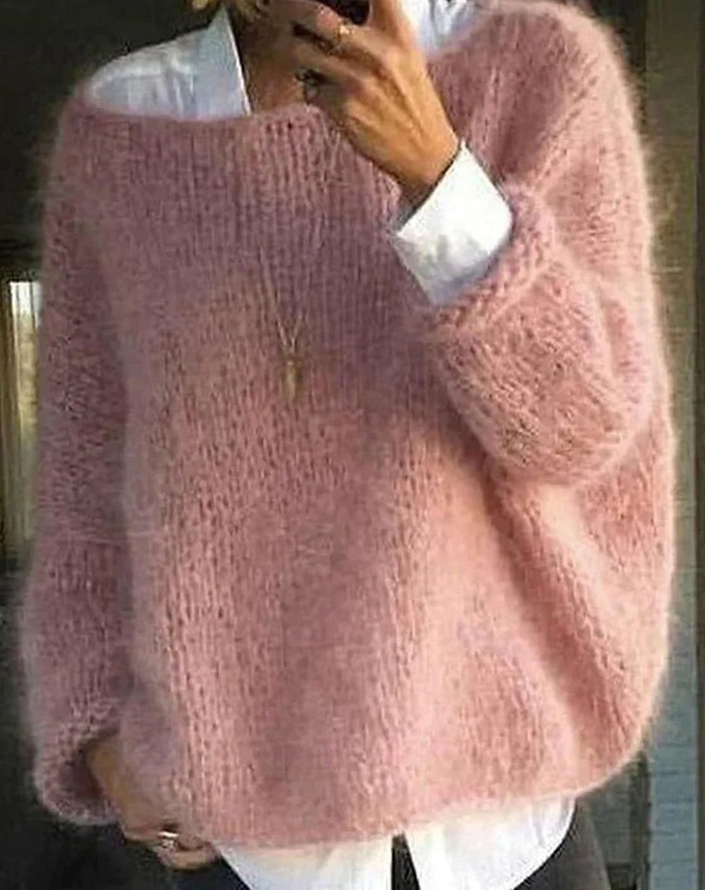 Amelia | Women's Oversized Fuzzy Knit Sweater Long Sleeve Pullover
