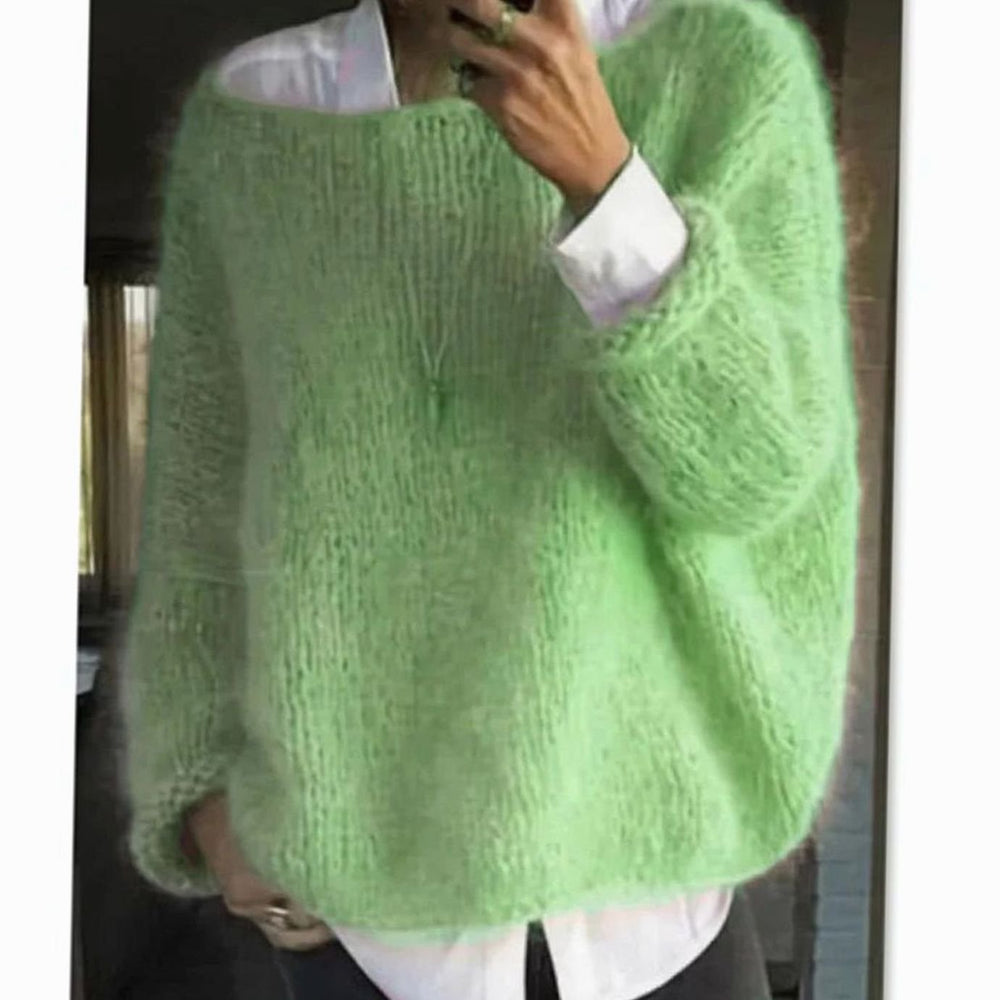 Amelia | Women's Oversized Fuzzy Knit Sweater Long Sleeve Pullover - 11