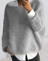 Amelia | Women's Oversized Fuzzy Knit Sweater Long Sleeve Pullover - 4