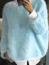 Amelia | Women's Oversized Fuzzy Knit Sweater Long Sleeve Pullover - 7