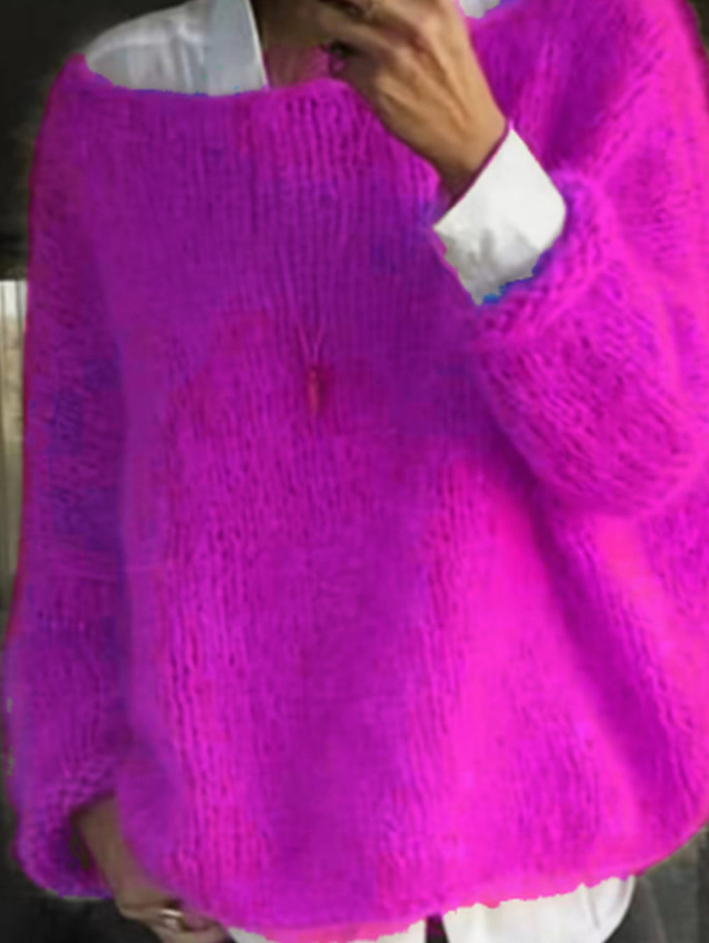 Amelia | Women's Oversized Fuzzy Knit Sweater Long Sleeve Pullover - 8