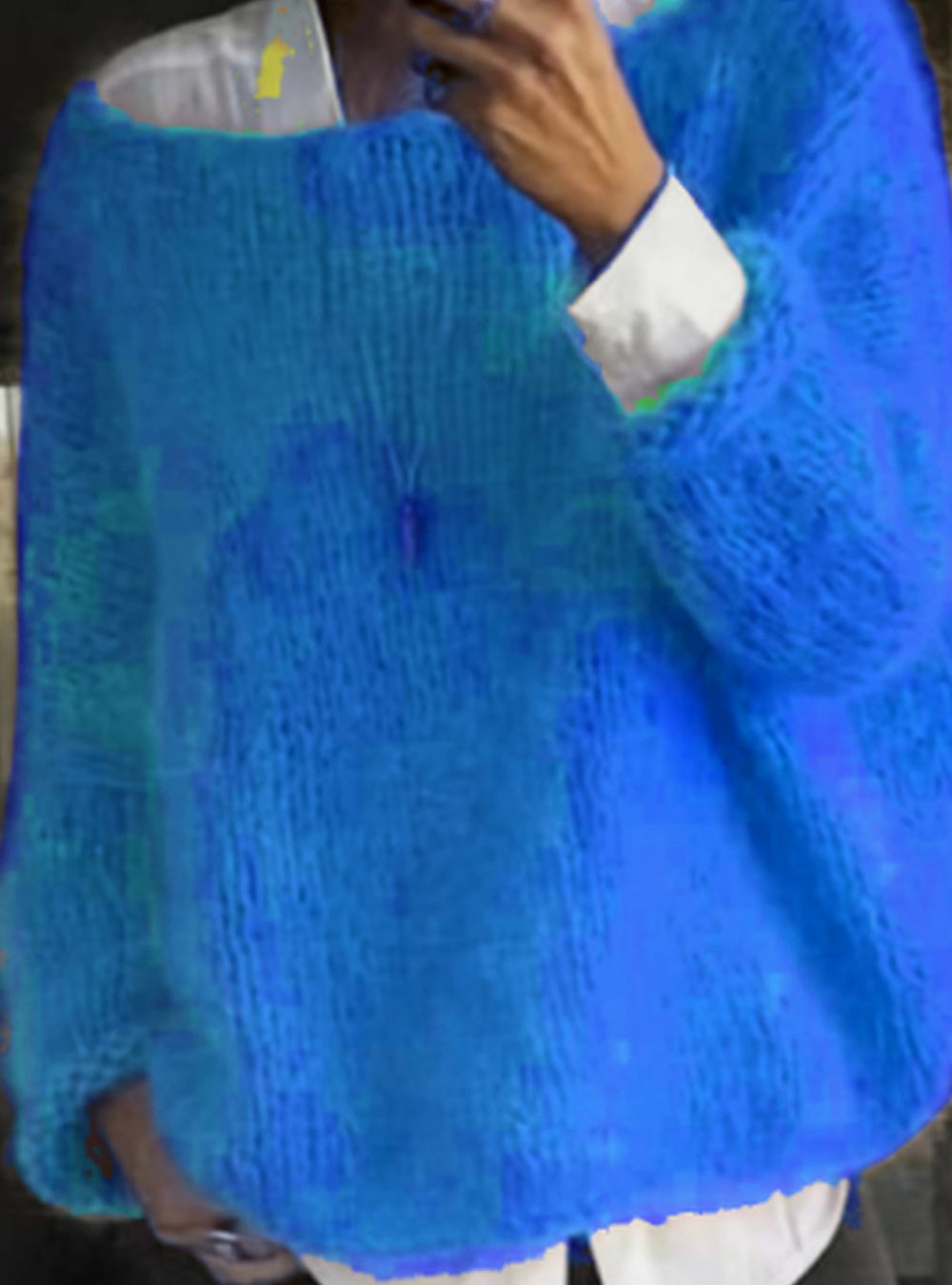Amelia | Women's Oversized Fuzzy Knit Sweater Long Sleeve Pullover - 9
