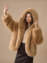 Evelyn | Women's Oversized Hooded Faux Fur Long Sleeve Winter Coat