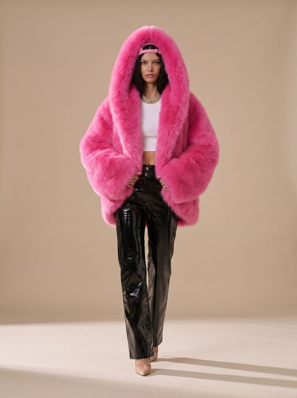 Evelyn | Women's Oversized Hooded Faux Fur Long Sleeve Winter Coat