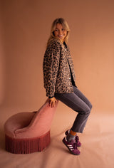 Evelyn | Women's Oversized Leopard Print Snap-Button Quilted Jacket