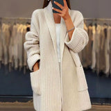 Layla | Women's Oversized Long Knit Relaxed Fit Cardigan Pockets
