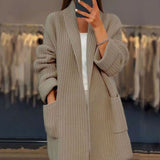 Layla | Women's Oversized Long Knit Relaxed Fit Cardigan Pockets - 2