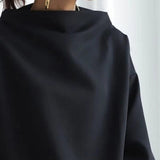 Layla | Women's Oversized Mock-Neck Knit Sweater Relaxed Pullover Top