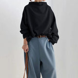 Layla | Women's Oversized Mock-Neck Knit Sweater Relaxed Pullover Top