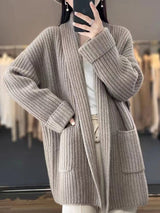 Evelyn | Women's Oversized Open-Front Knit Cardigan Scarf Collar
