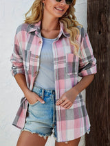 Mia | Women's Oversized Plaid Flannel Open-Front Cardigan Shirt