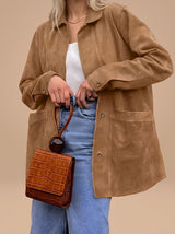 Mia | Women's Oversized Suede Style Shirt Jacket Collared Coat