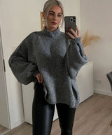 Layla | Women's Oversized Turtleneck Sweater Cozy Long-Sleeve Knit Pullover - 2