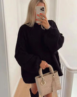 Layla | Women's Oversized Turtleneck Sweater Cozy Long-Sleeve Knit Pullover - 3
