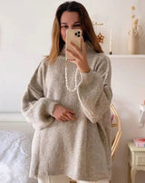 Layla | Women's Oversized Turtleneck Sweater Cozy Long-Sleeve Knit Pullover - 4