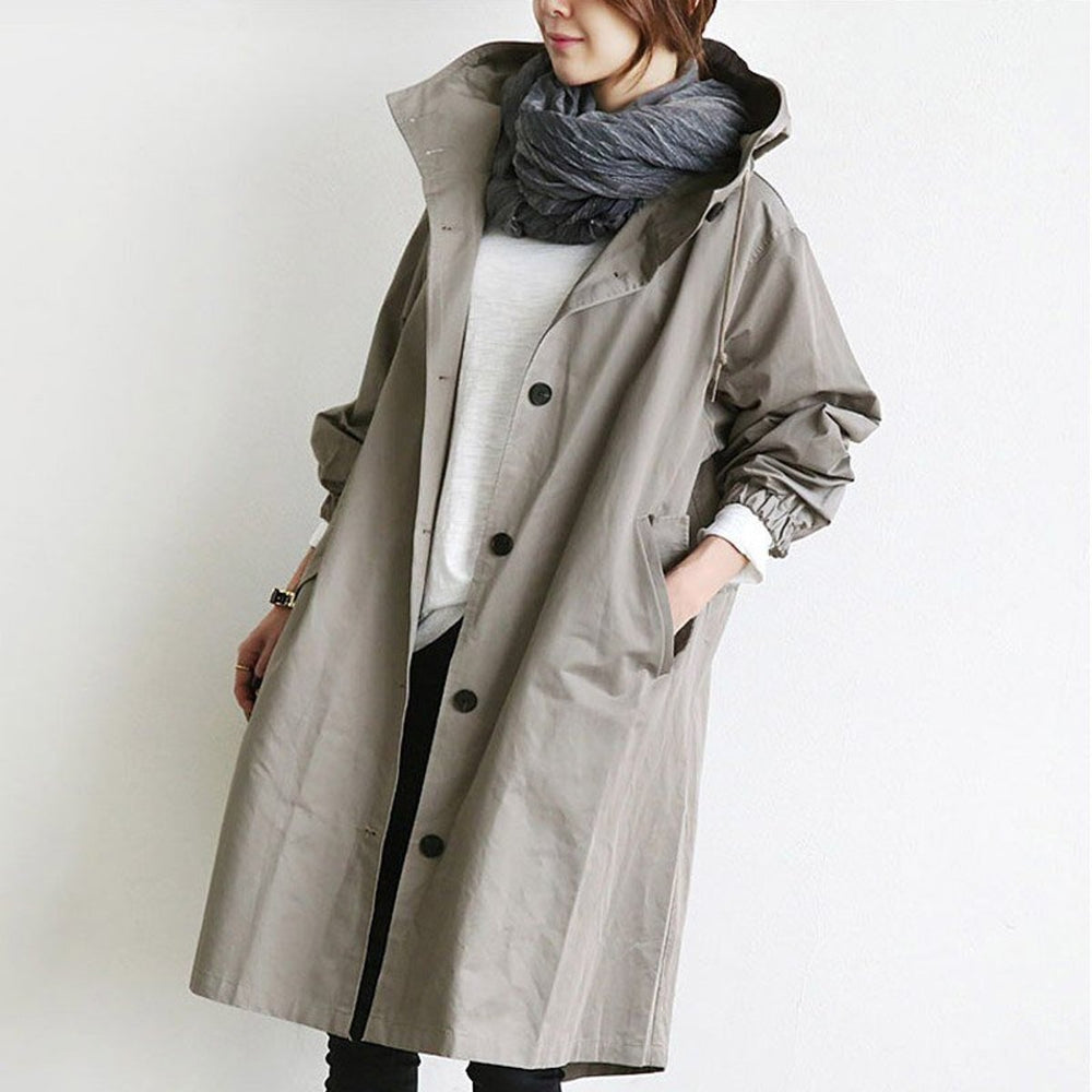 Amelia | Women's Oversized Water-Resistant Button-Front Trench Coat