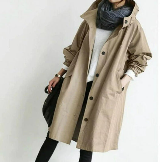 Women's Water-Resistant Trench Coat – Oversized & Button Front
