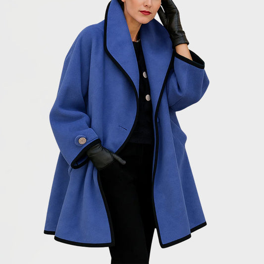 Women's Wool-Blend Coat – Oversized & Contrast Trim