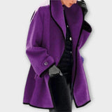 Eleanor | Women's Oversized Wool-Blend Contrast-Trim Coat