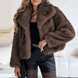 Women's Shawl Collar Pile Faux Fur Coat - Open Front, Cozy & Stylish Outerwear