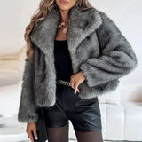 Women's Shawl Collar Pile Faux Fur Coat - Open Front, Cozy & Stylish Outerwear