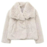 Women's Shawl Collar Pile Faux Fur Coat - Open Front, Cozy & Stylish Outerwear