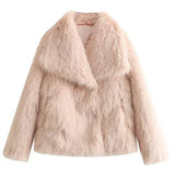 Women's Shawl Collar Pile Faux Fur Coat - Open Front, Cozy & Stylish Outerwear