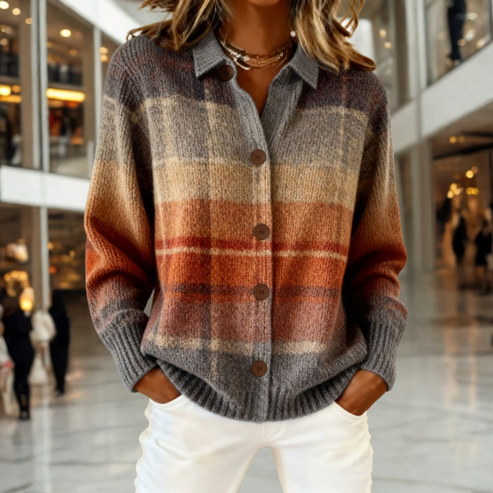 Aria | Women's Plaid Button-Down Knit Cardigan Sweater
