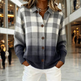 Eleanor | Women's Plaid Button-Front Knit Cardigan Sweater