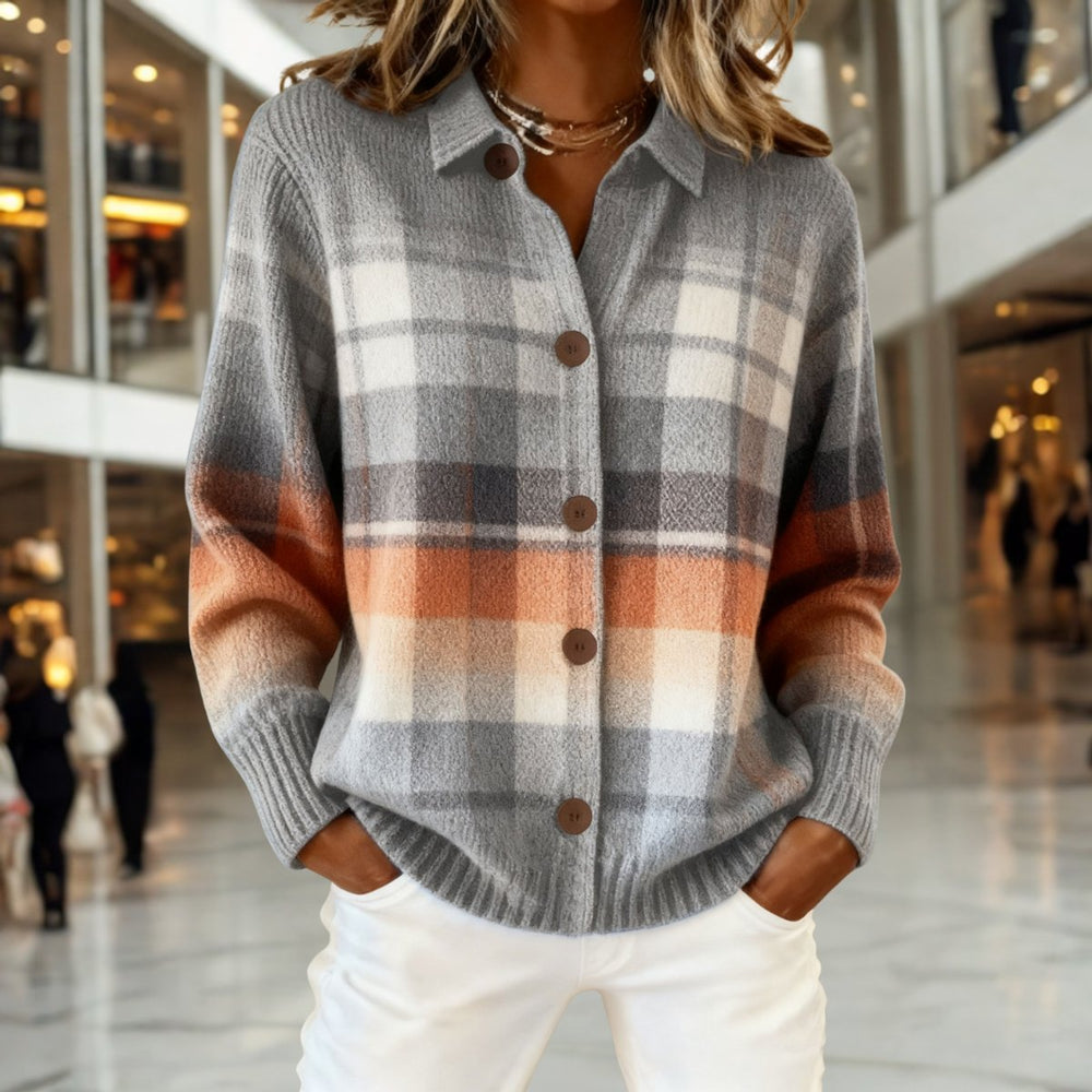 Madison | Women's Plaid Button-Front Knit Cardigan Sweater