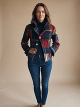 Sophia | Women's Plaid Double-Button Cropped Winter Coat Jacket