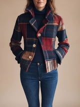 Sophia | Women's Plaid Double-Button Cropped Winter Coat Jacket