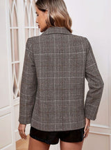 Emma | Women's Plaid Long-Sleeve Tailored Blazer Jacket - 3