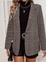 Emma | Women's Plaid Long-Sleeve Tailored Blazer Jacket - 5