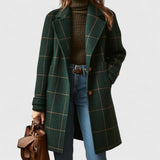 Aria | Women's Plaid Wool-Blend Longline Notch-Lapel Coat