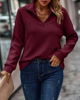 Camila | Women's Quarter-Zip Ribbed Pullover Sweater Stand Collar