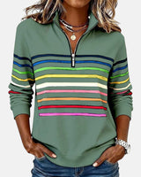 Madison | Women's Quarter Zip Sweatshirt Striped Long Sleeve Pullover