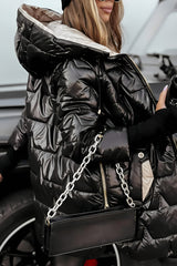 Optimized Product Title: **Women's Quilted Hooded Puffer Jacket with Side Zips - Stylish & Warm Winter Outerwear**