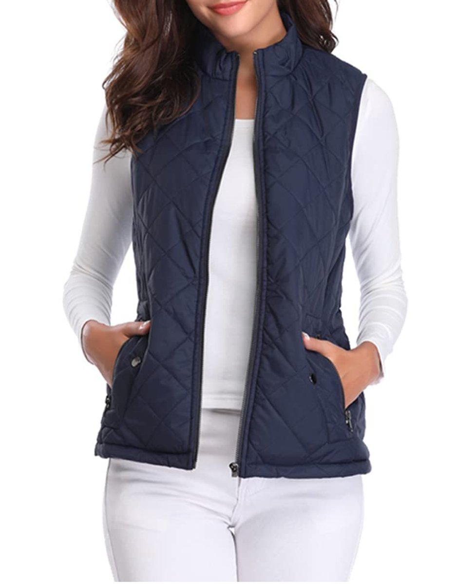 Charlotte | Women's Quilted Zip-Up Lightweight Puffer Vest Stand Collar