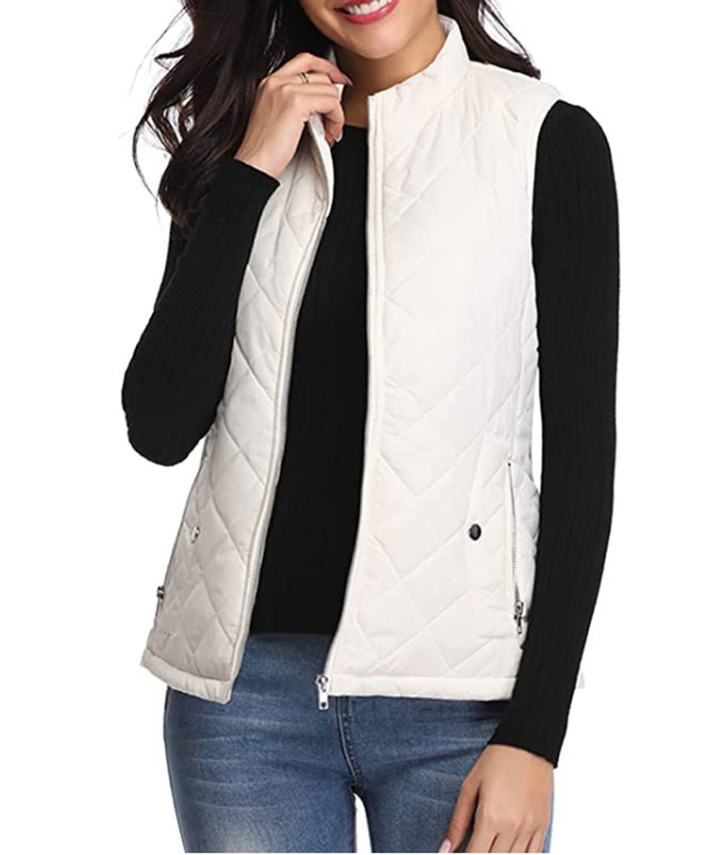 Charlotte | Women's Quilted Zip-Up Lightweight Puffer Vest Stand Collar