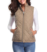 Charlotte | Women's Quilted Zip-Up Lightweight Puffer Vest Stand Collar