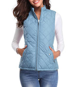 Charlotte | Women's Quilted Zip-Up Lightweight Puffer Vest Stand Collar