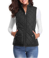 Charlotte | Women's Quilted Zip-Up Lightweight Puffer Vest Stand Collar